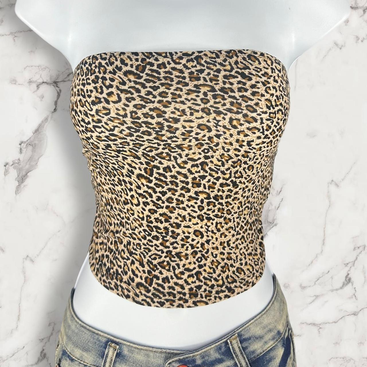 leopard print tube top *brand new* size small basic... Depop