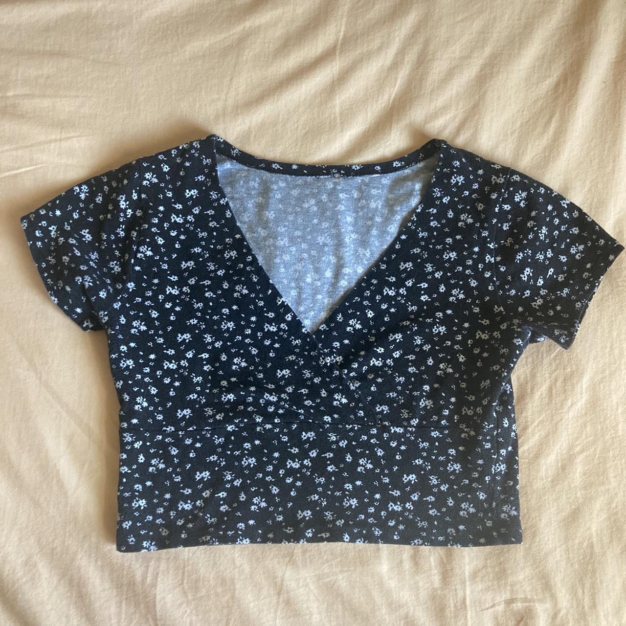 Brandy Melville floral Amara top super cropped and... Depop