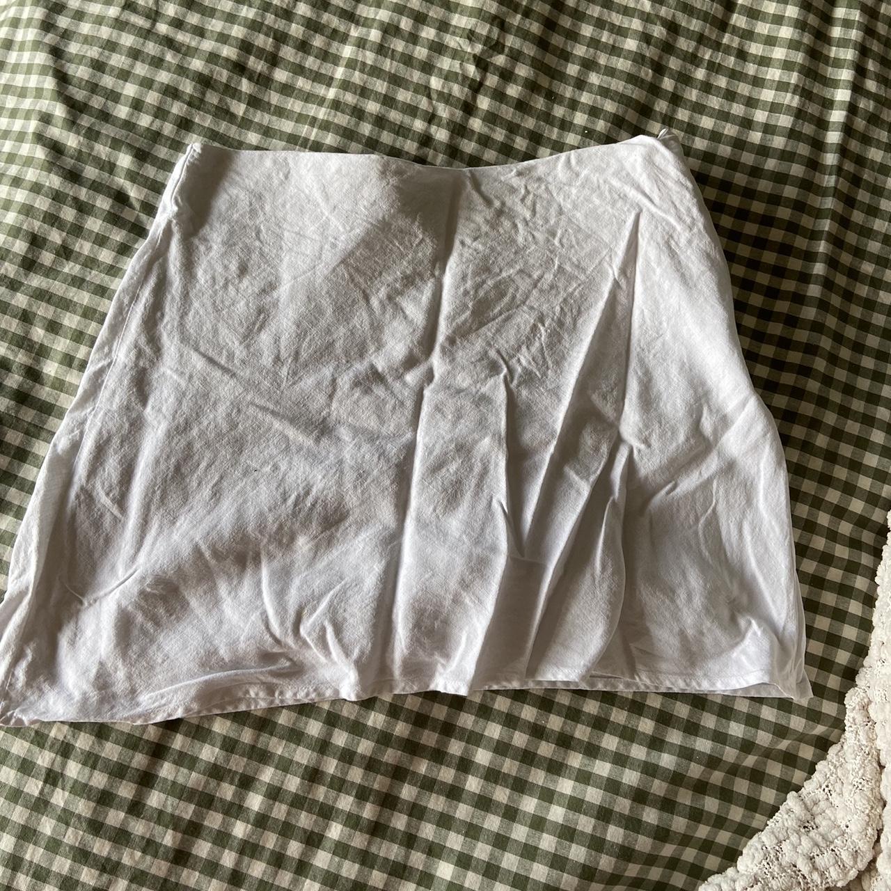 white linen skirt - size 10 - Depop