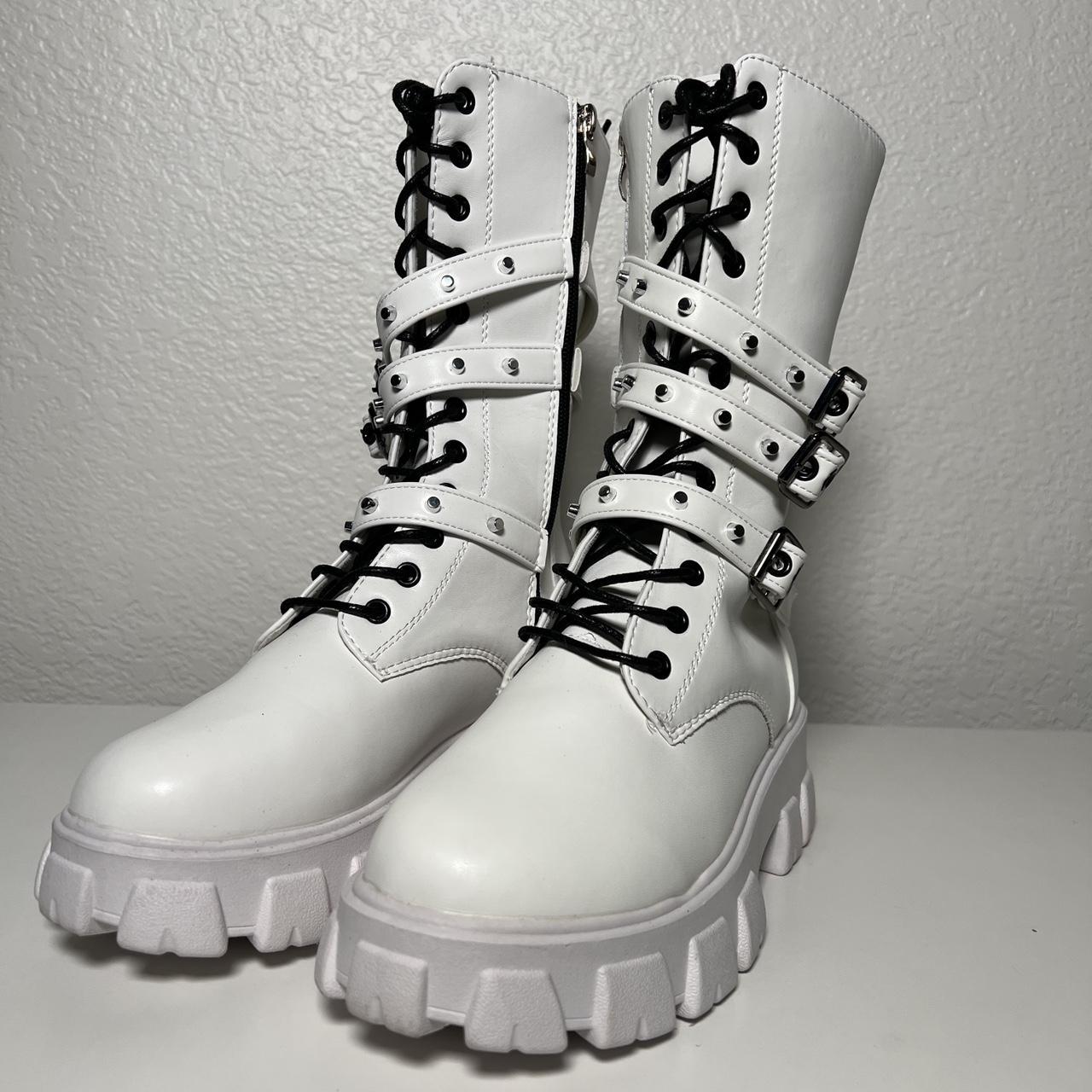 BRAND NEW White combat festival boots. SIZE 39 Eu Depop