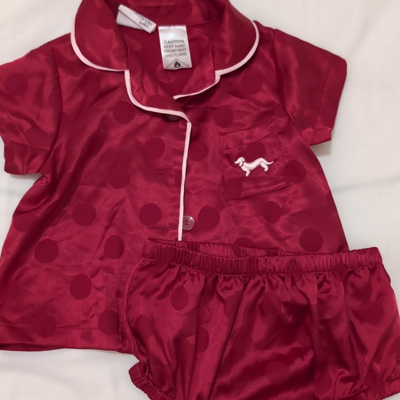 Baby girls Peter Alexander PJ set, red satin. Brand... - Depop