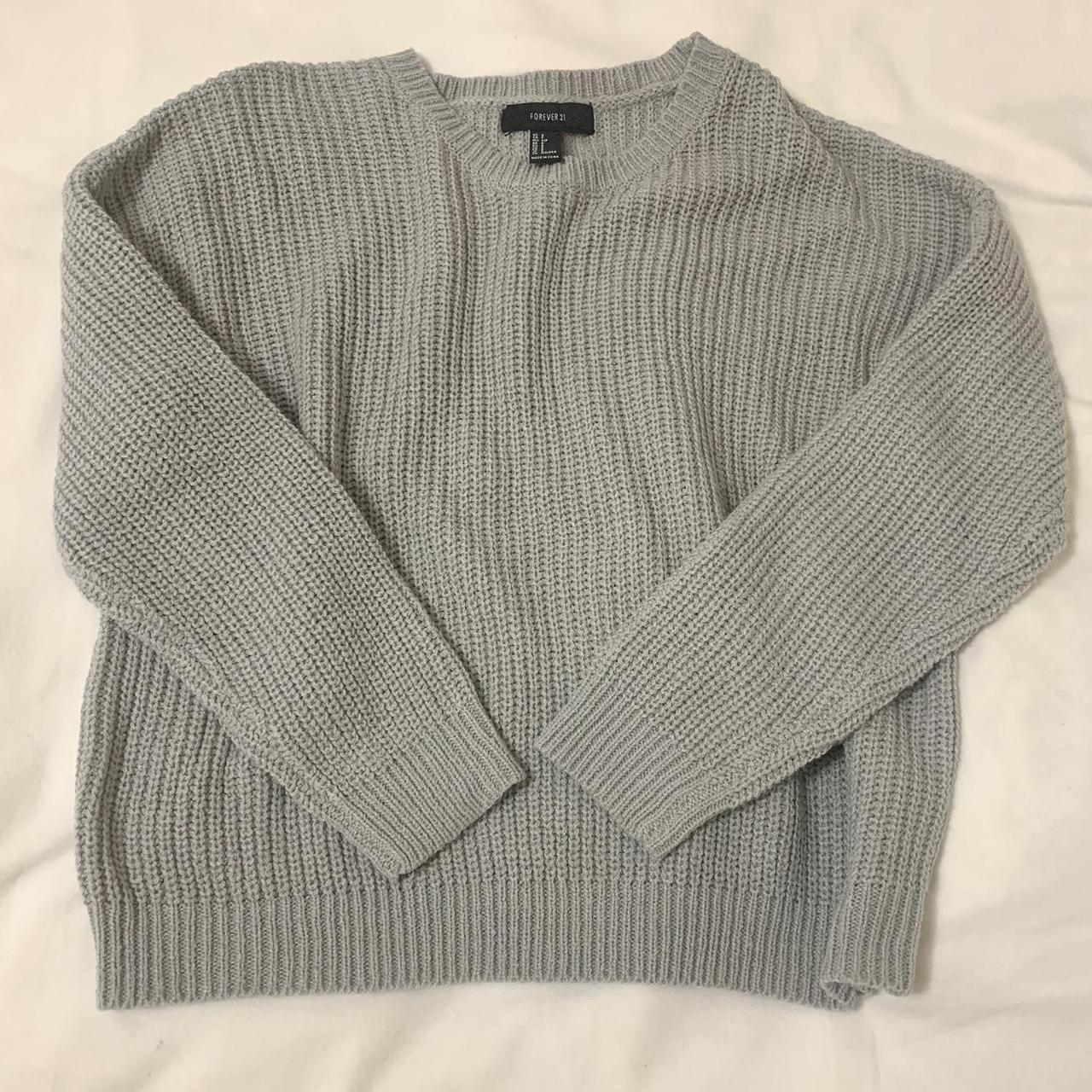 Knitted gray sweater (oversized) from Forever21 -... - Depop