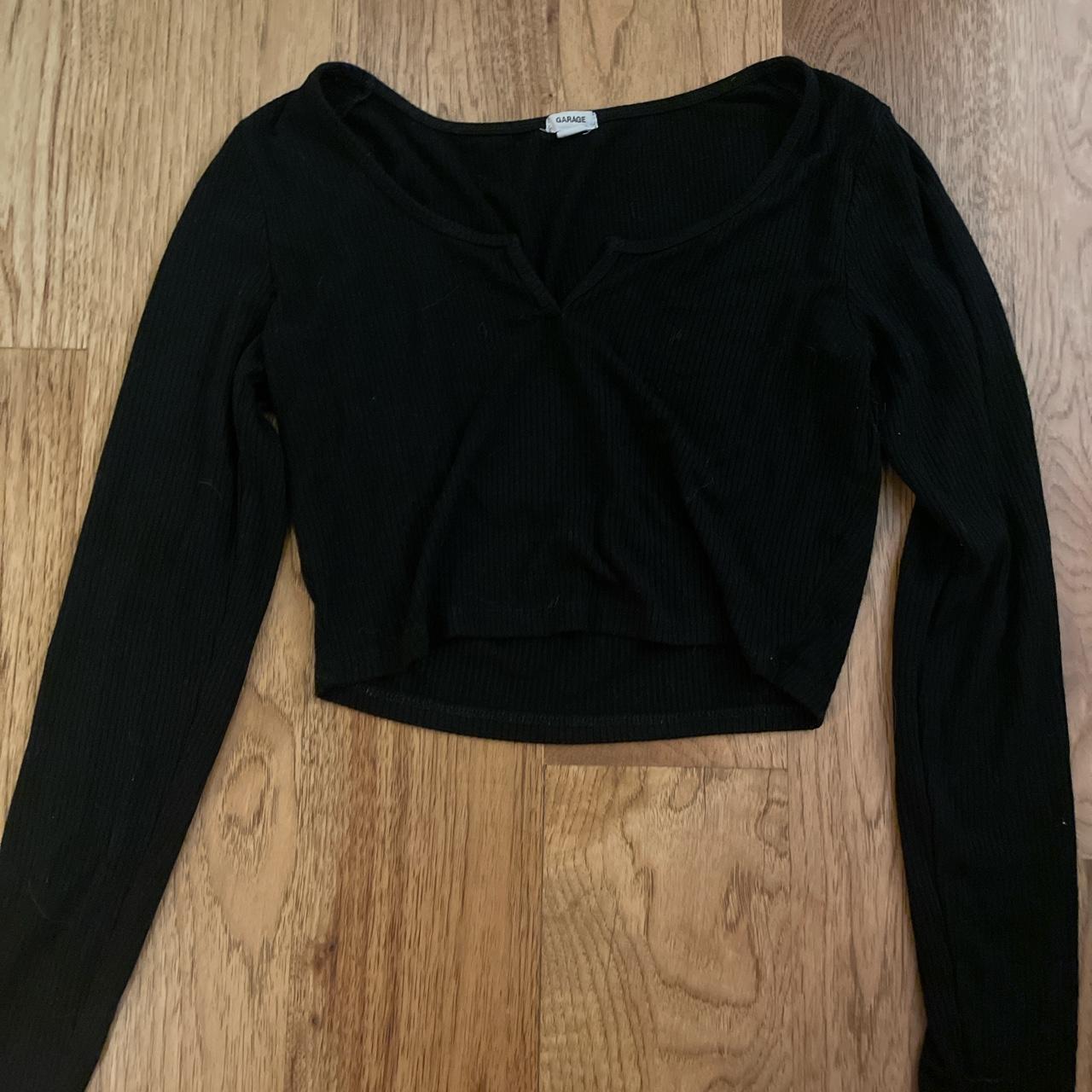 Garage cropped black long sleeve Size small Depop