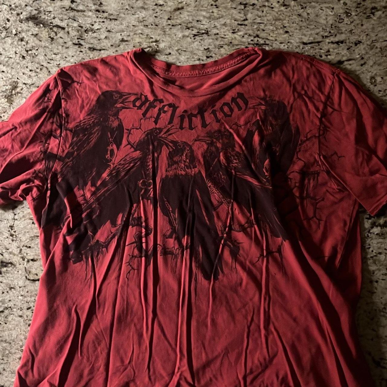 og affliction red and white crows from their first... - Depop