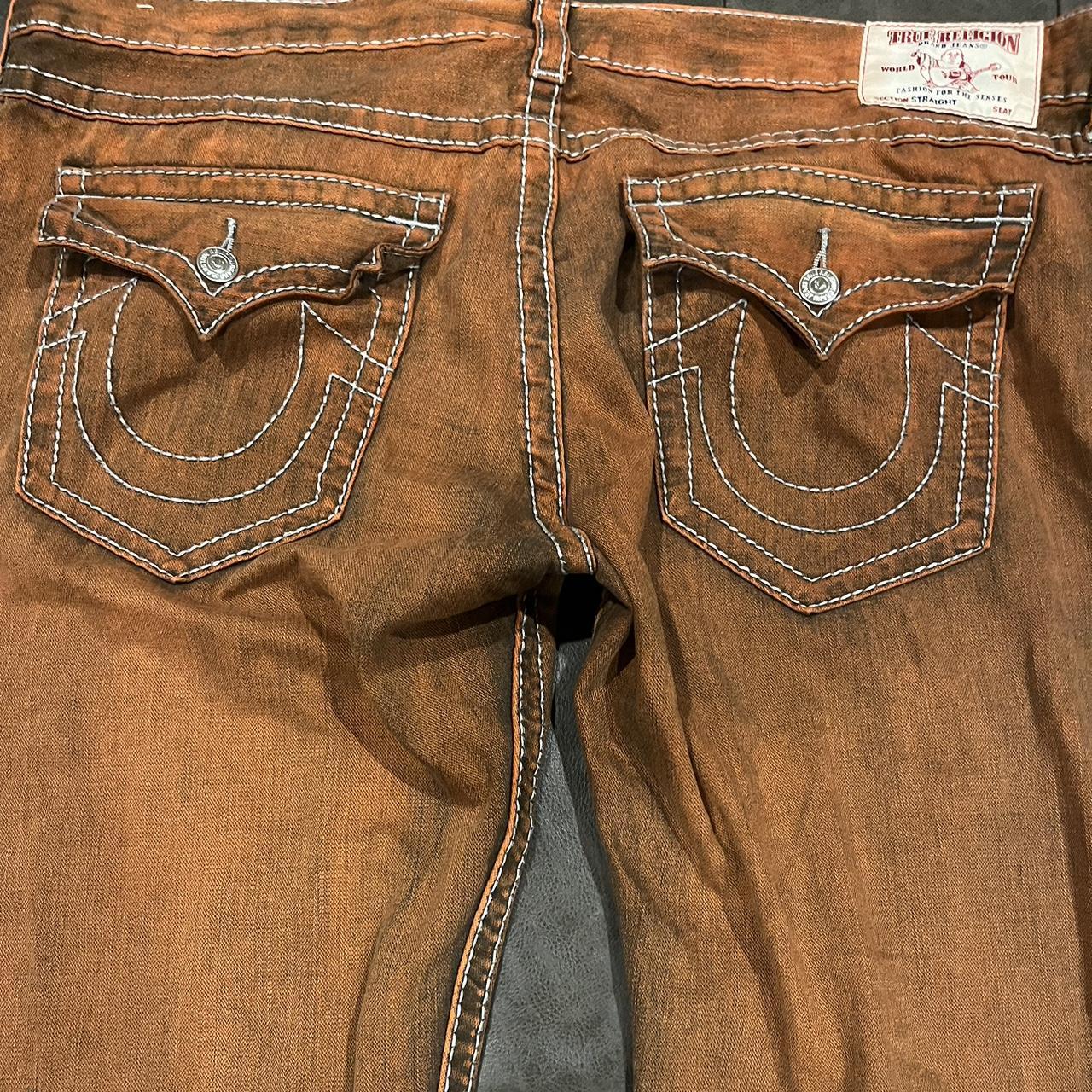 Rusty orange true religion jeans, these are so fye... - Depop