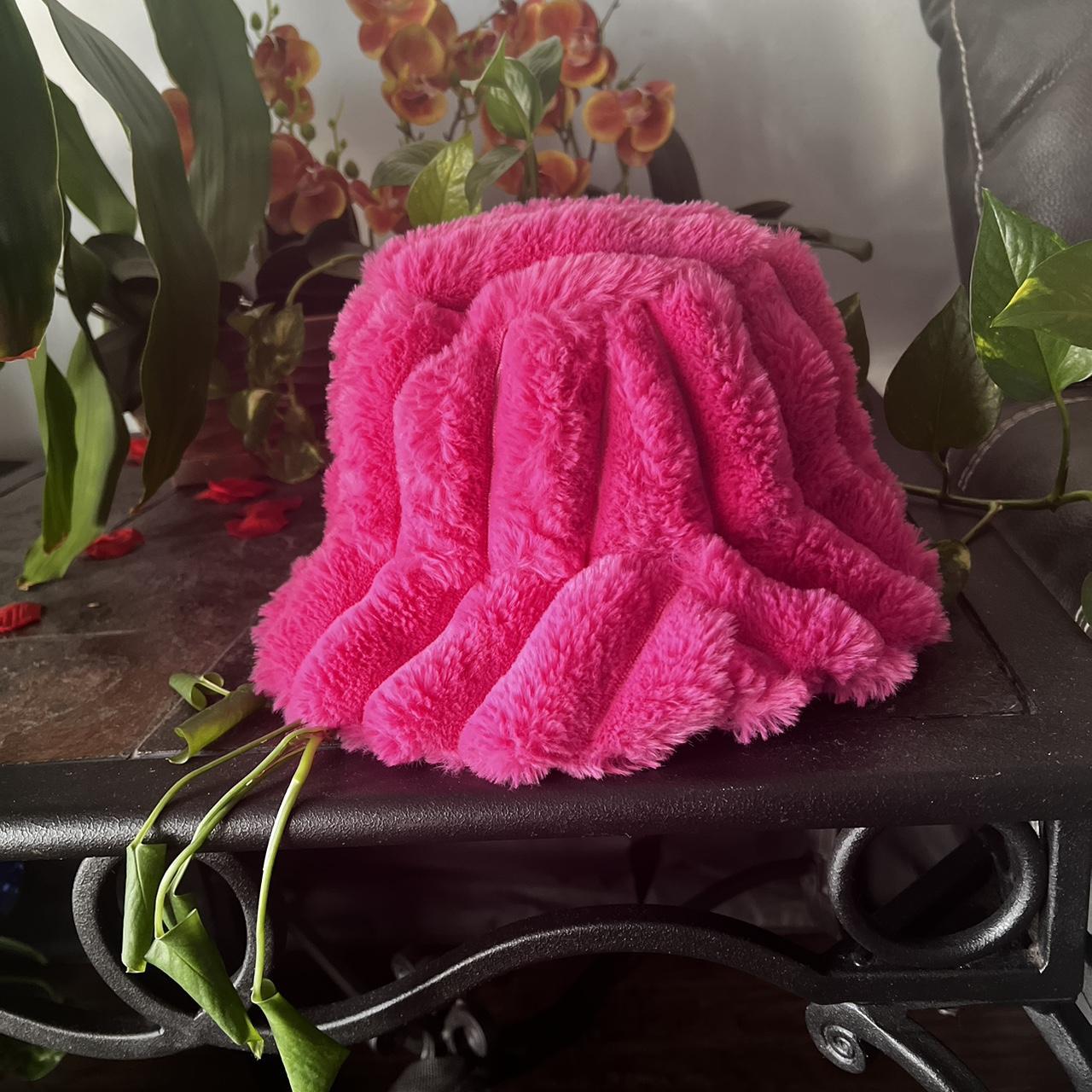 Pink Fuzzy Bucket Hat #pink #pinkfurry #buckethat... - Depop