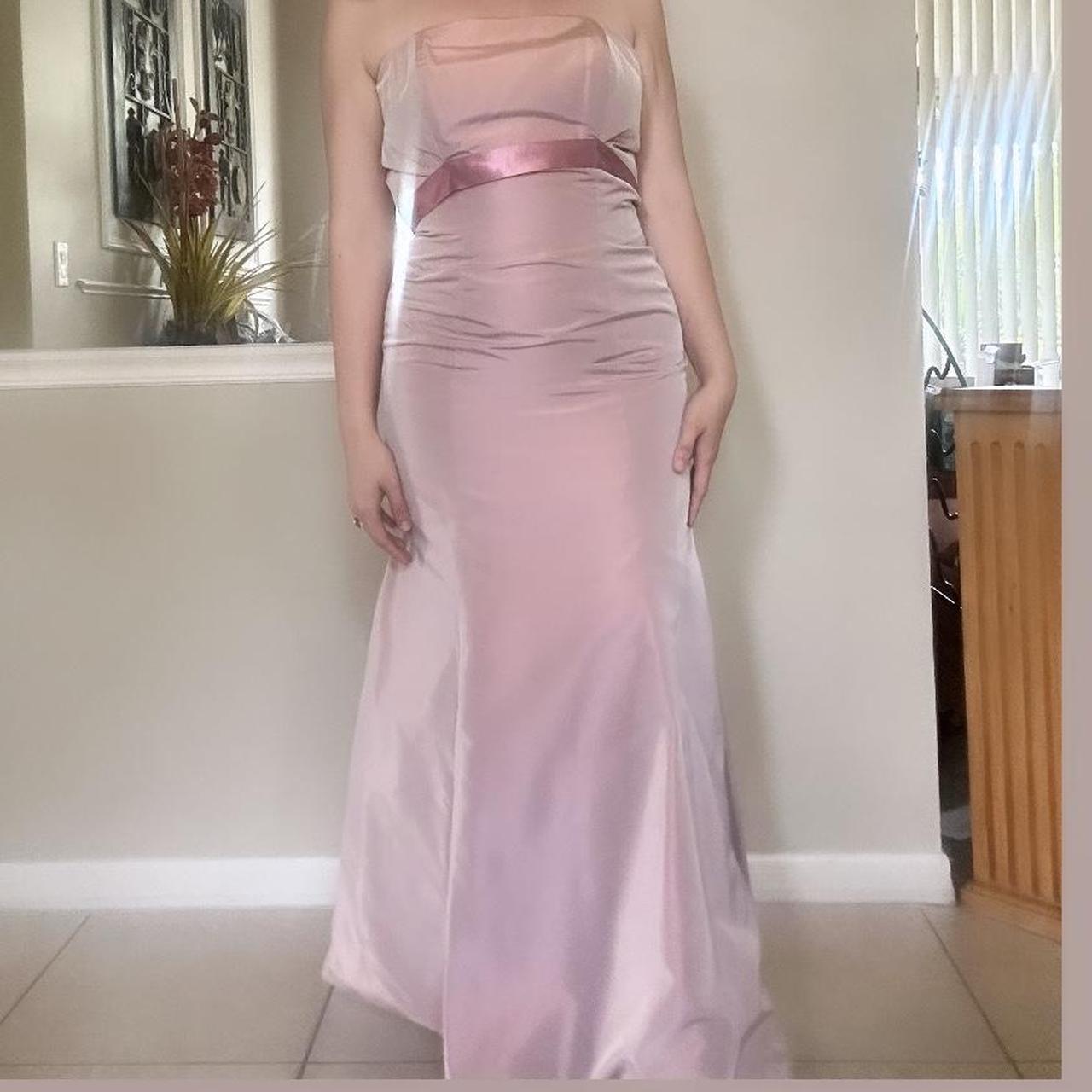 Satin Pink Strapless Saison Blanche Gown Size 10... - Depop