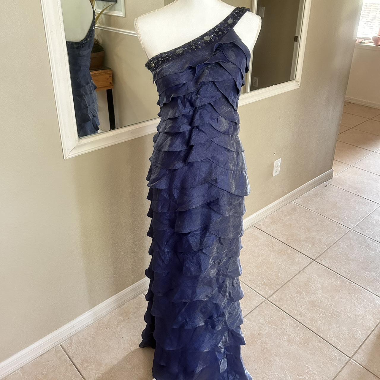 Adrianna Papell Royal Blue Iridescent Ruffle One. Depop