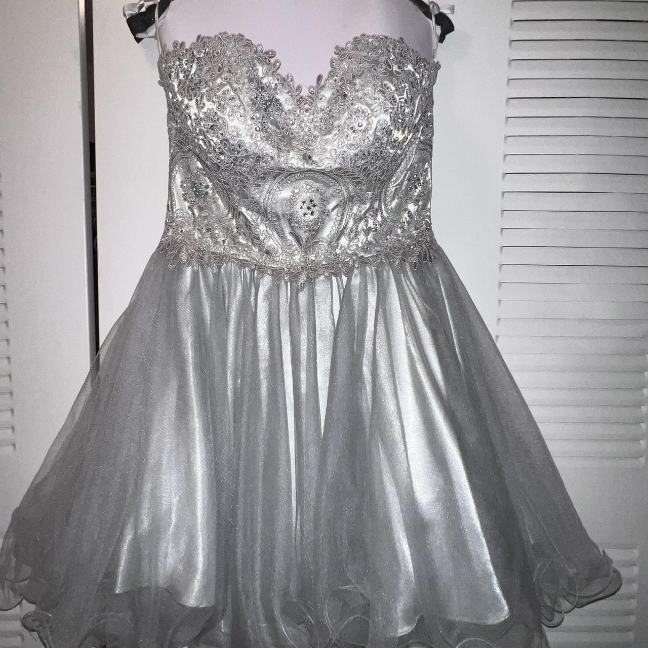 Beautiful Silver Star Box L short embellished dress.... - Depop