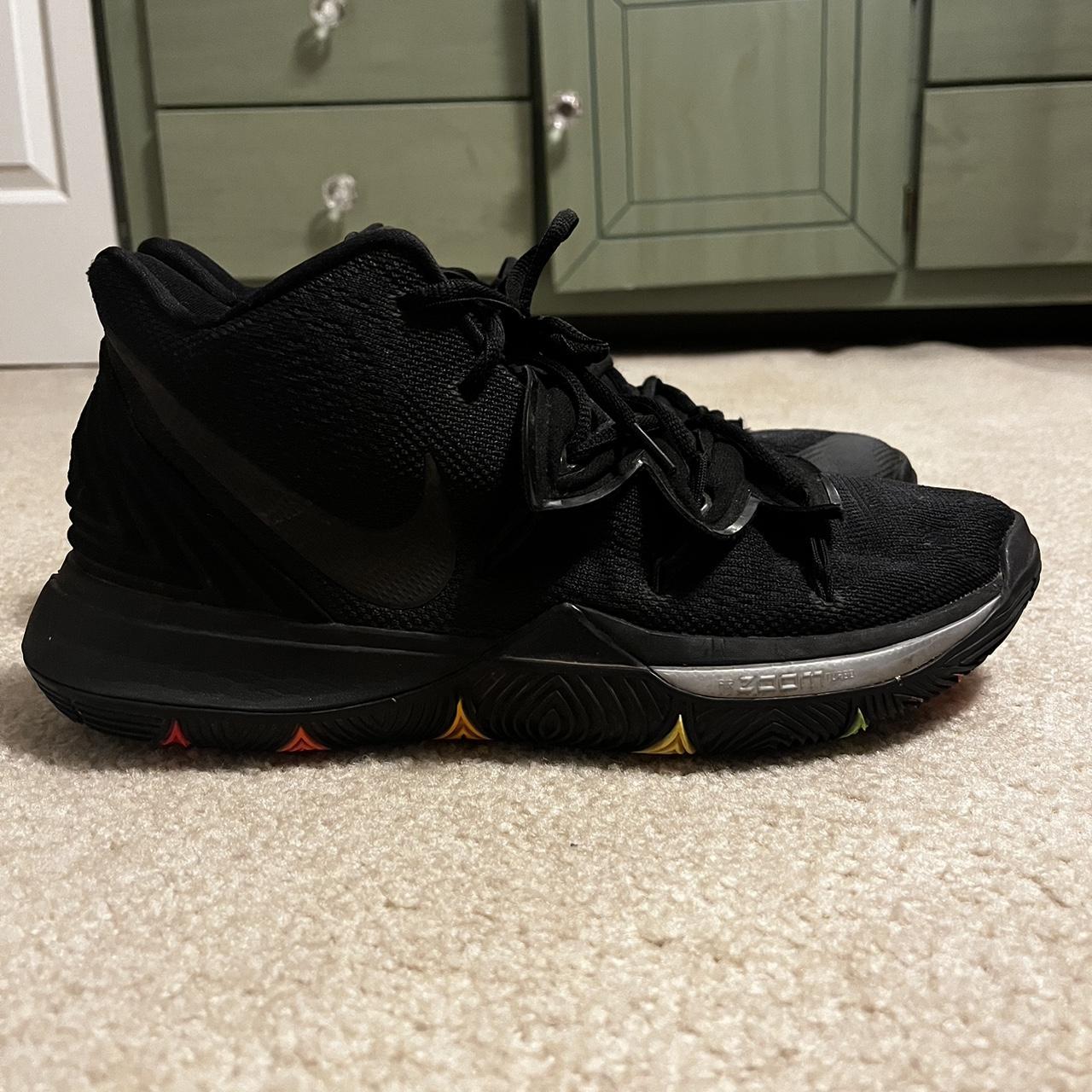Kyrie 5 Black Rainbow Soles 8/10 condition One of... - Depop
