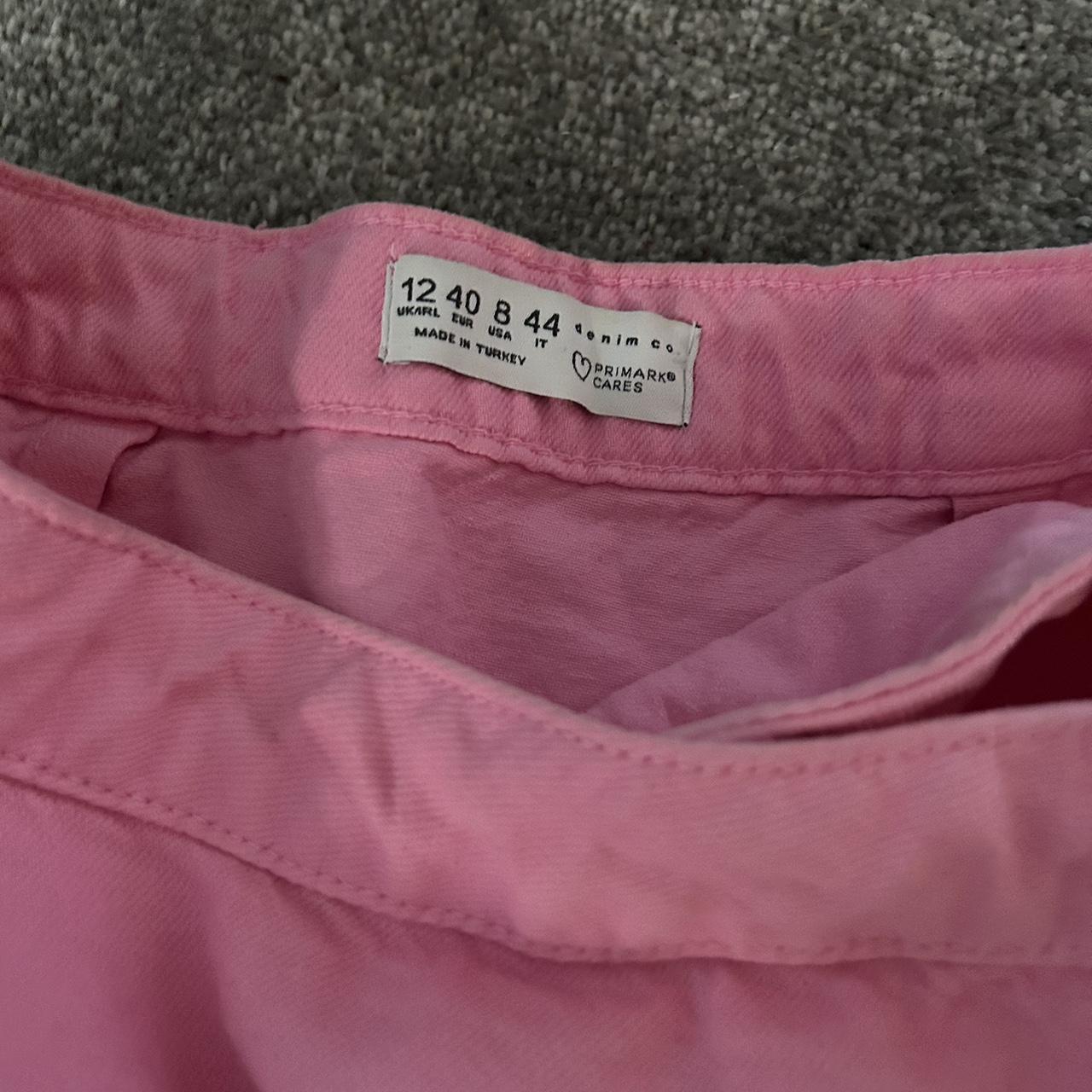 pink primark denim cargo cross over skirt so... Depop