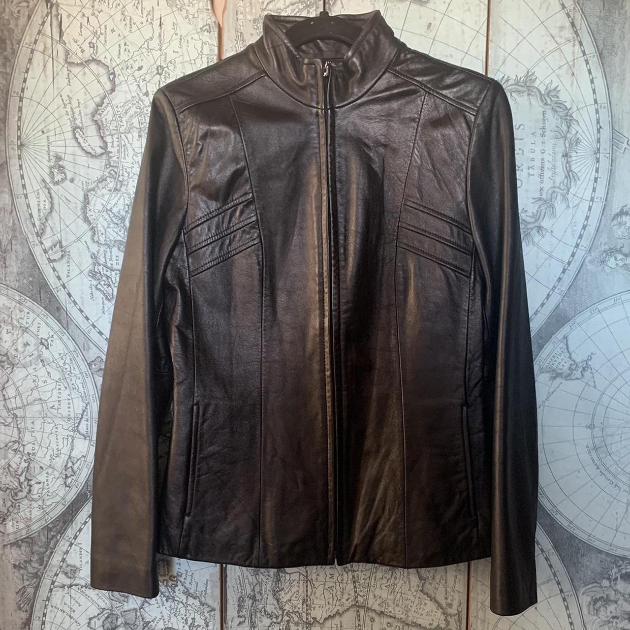 Kenneth Cole retailer Black Leather Jacket