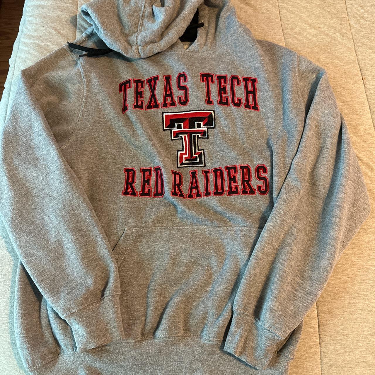 Men's Texas Tech grey and red stitched hoodie size - Depop