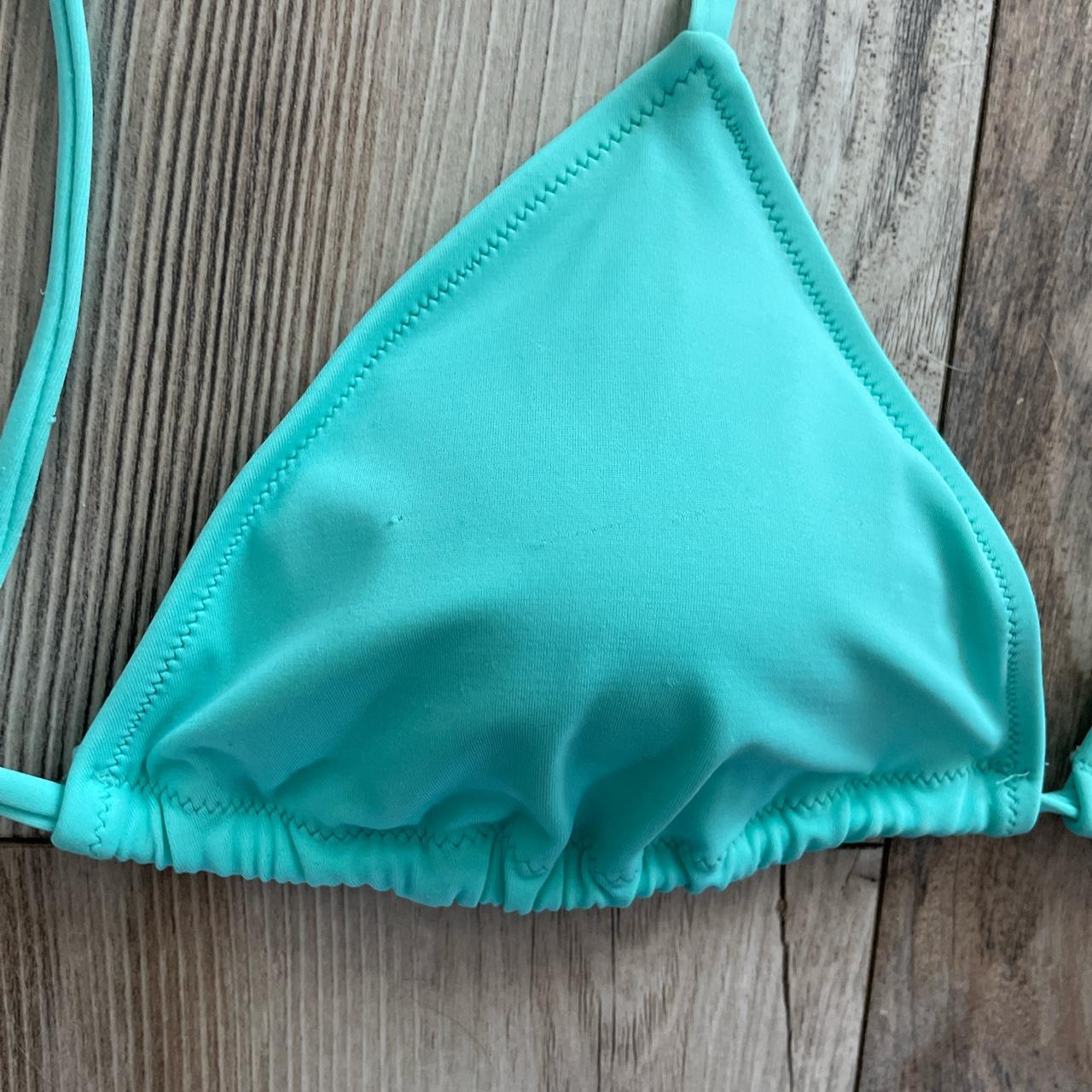 Turquoise Triangle Bikini Top Triangle string tie... - Depop