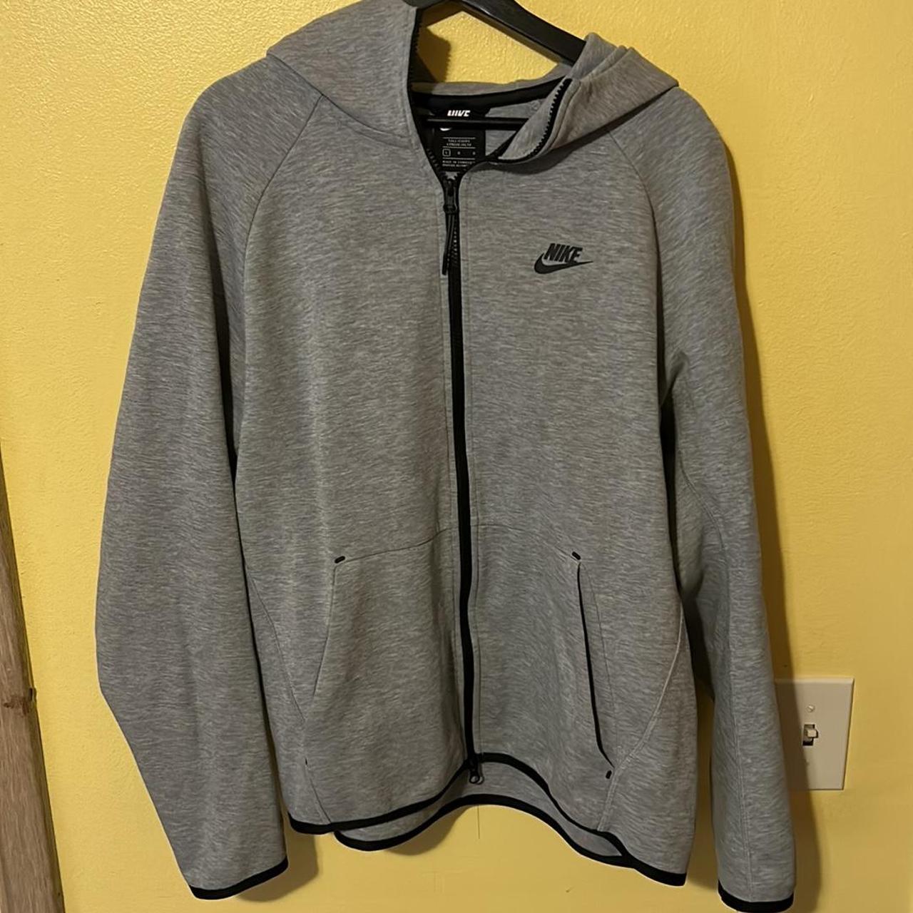 Nike grey Tech fleece full zip up hoodie size large... - Depop