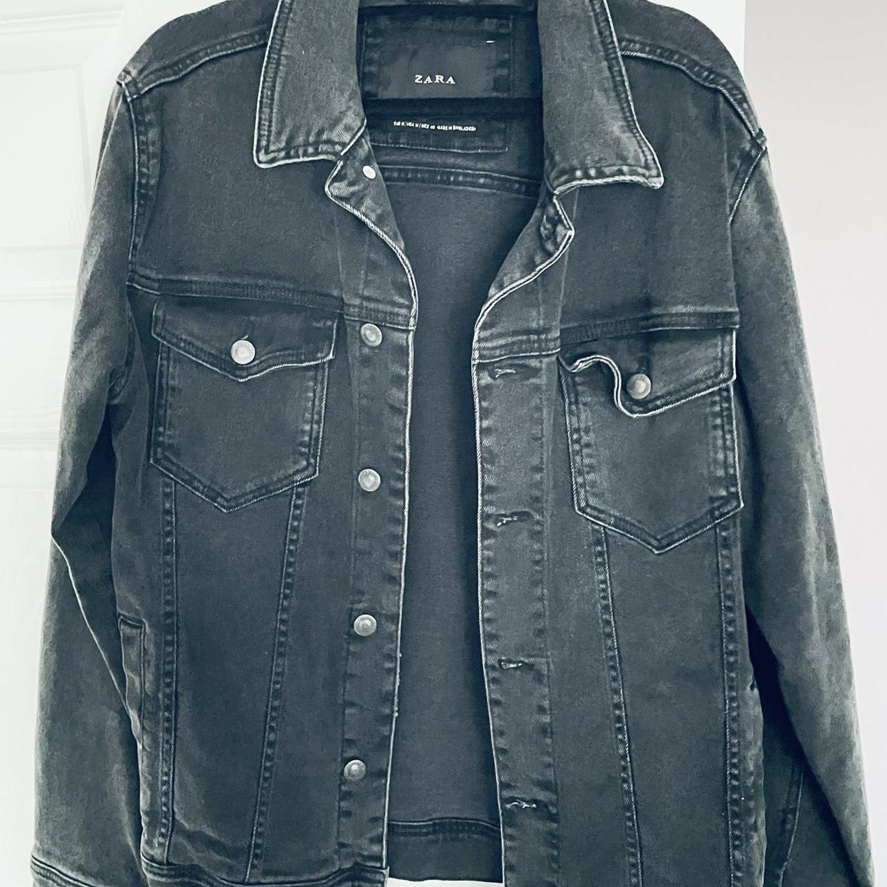 Zara black jean jacket hot sale mens