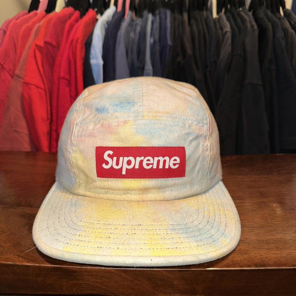 SUPREME 5 PANEL CAMP CAP TYE DYE WITH RED BOX... - Depop