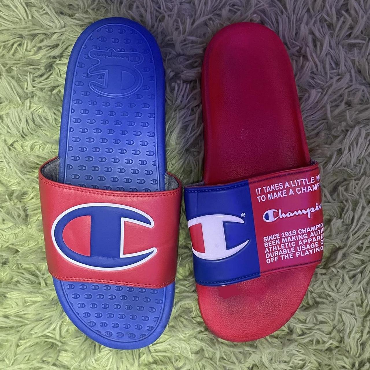 Red and discount blue champion slides