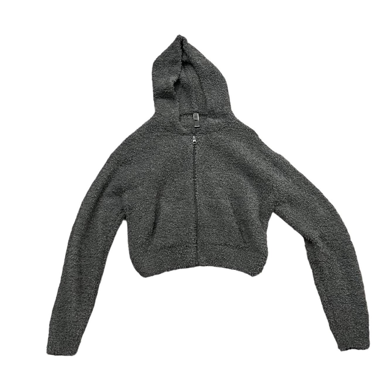 Grey zip up scrunchie hoodie new arrivals