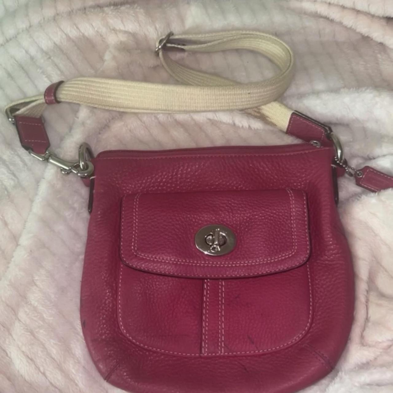 Coach Signature Logo Demi Baguette Pouch Small Canvas Suede Leather Handbag  | eBay