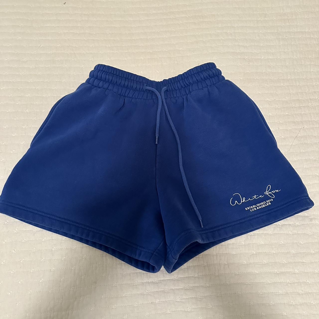 Deep blue white fox shorts, sweat shorts slightly worn - Depop