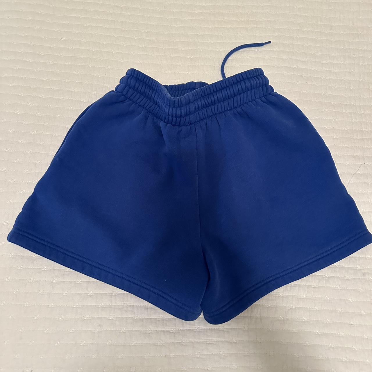 Deep blue white fox shorts, sweat shorts slightly worn - Depop