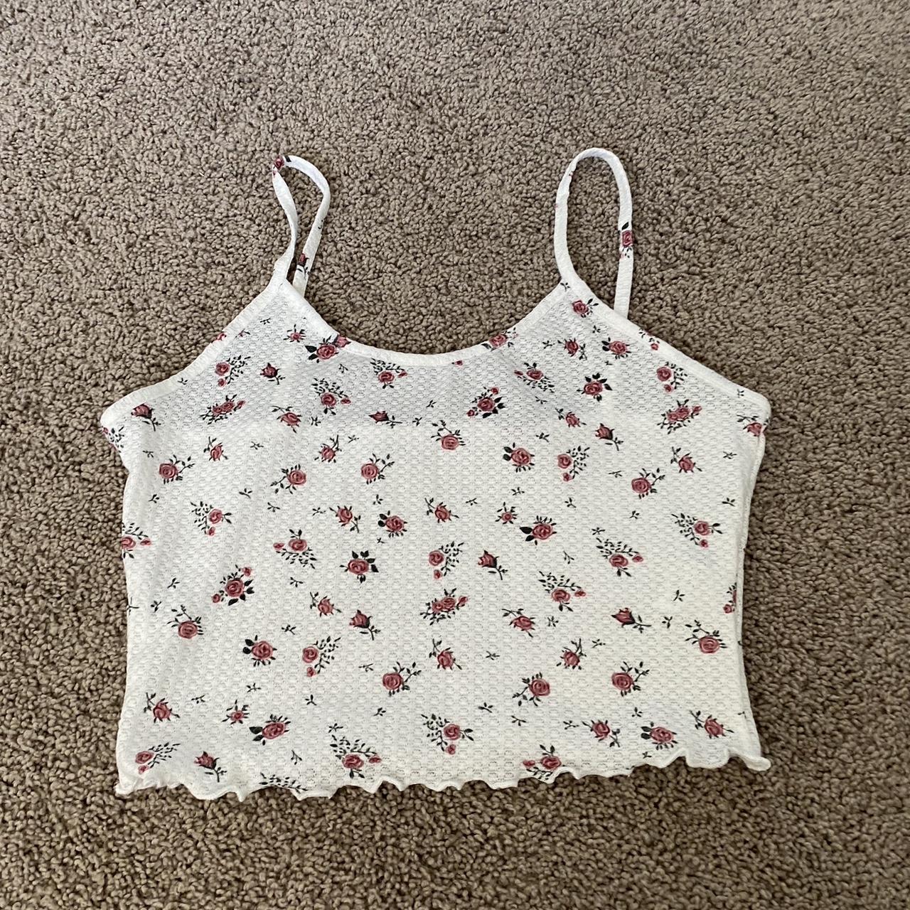 White Floral Tank Top Depop