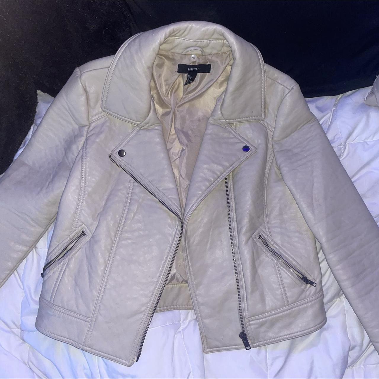 White leather shop jacket forever 21