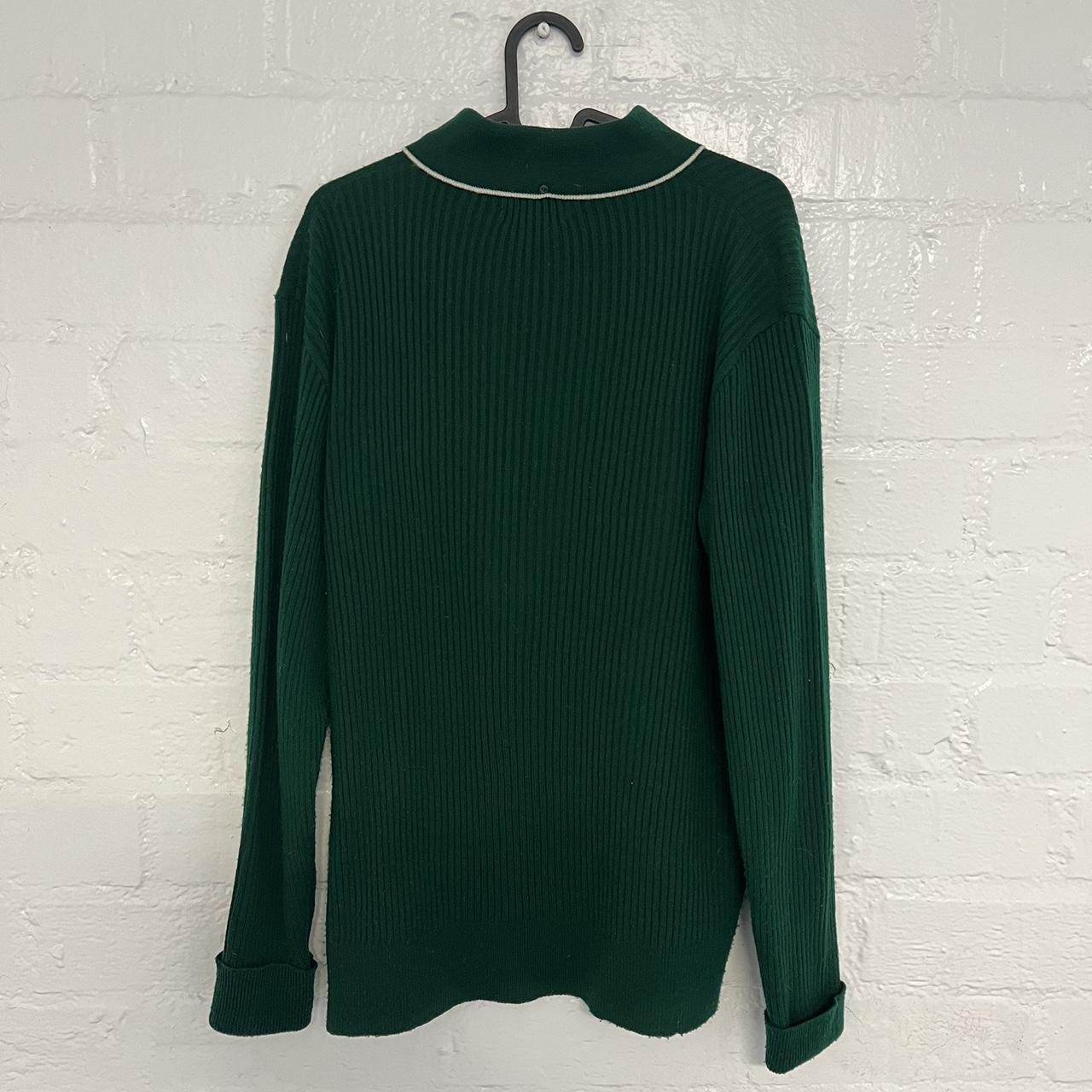 Green knitted vintage sweater 70s collar #green... - Depop