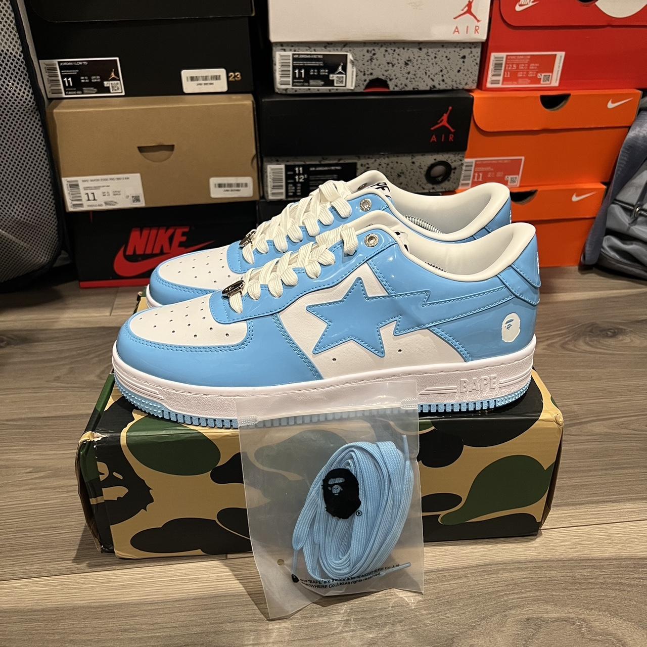 Baby Blue Bapestas Brand New but box kinda beat Size... - Depop