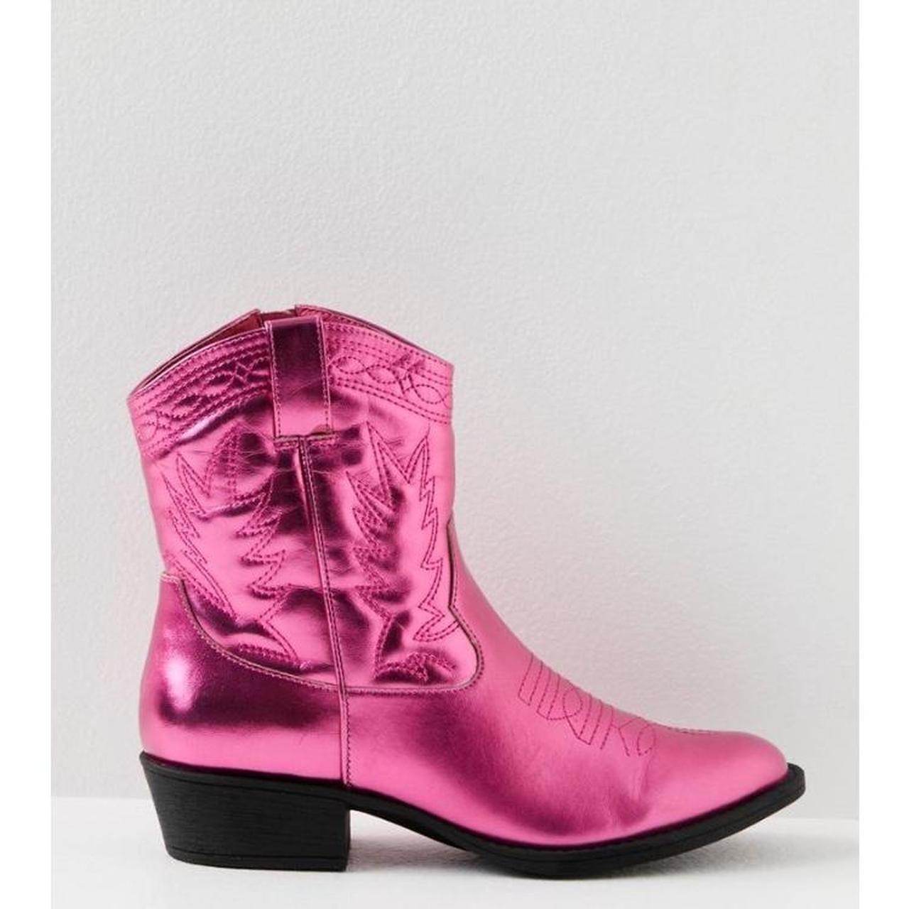 Free people vegan ranch booties Pink metallic Depop