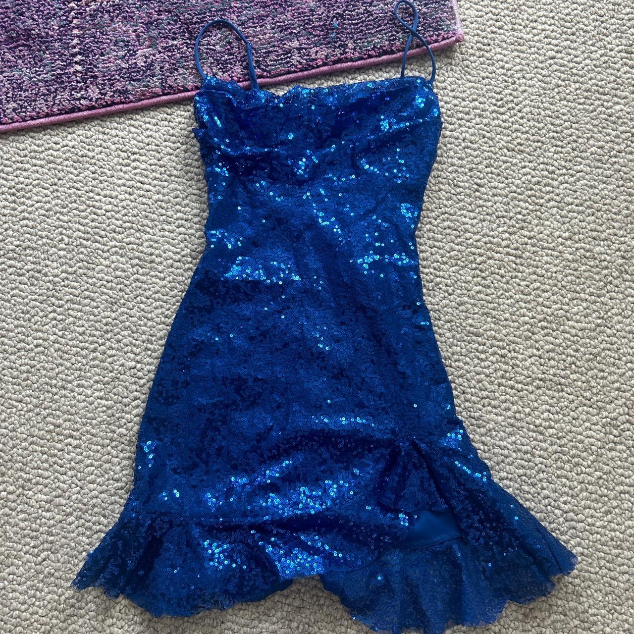 lucy in the sky Kailani Sequin Cowl Neck Dress in... - Depop