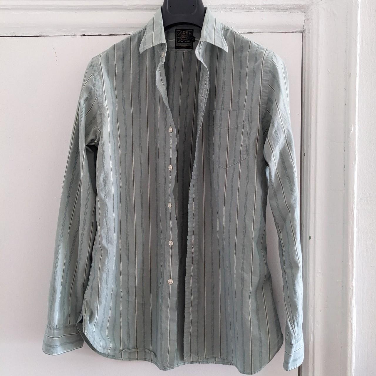 Rugby Ralph Lauren sage green striped shirt. Size 15... - Depop