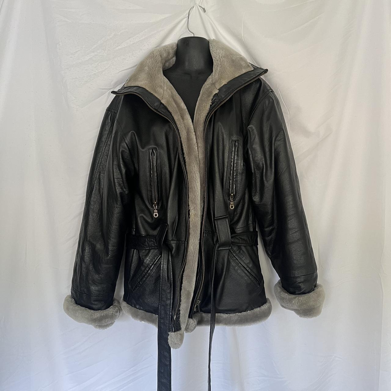 Vintage Wilda Leather Shearling Jacket lined with... - Depop