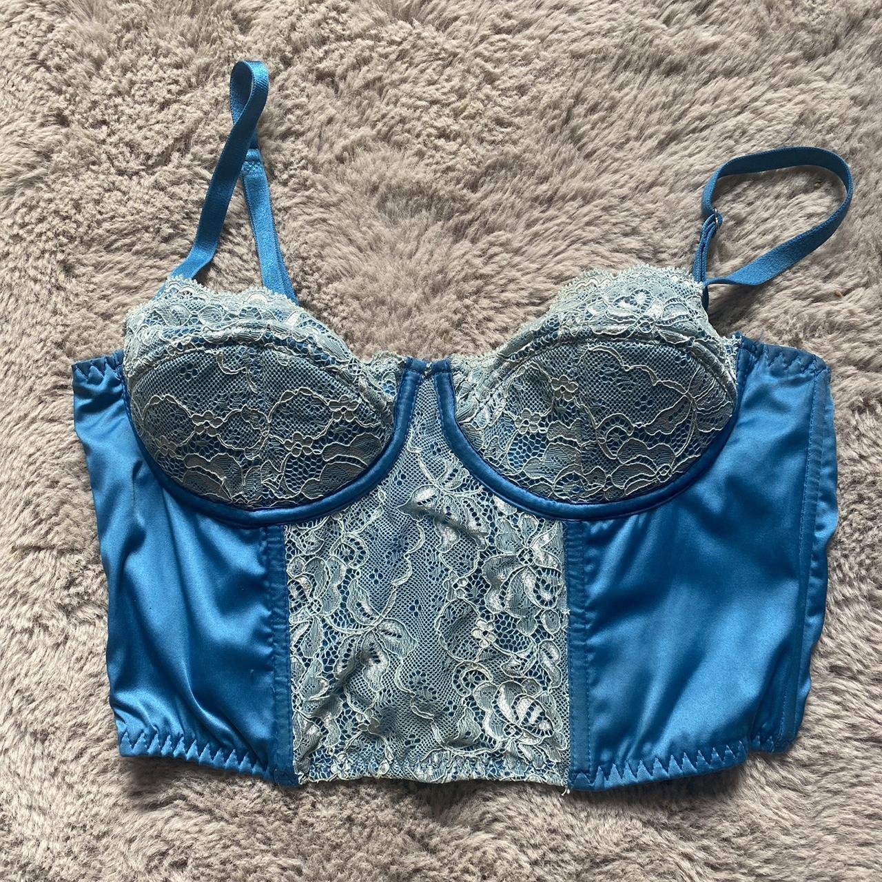 Urban Outfitters blue corset top, worn a few times... Depop