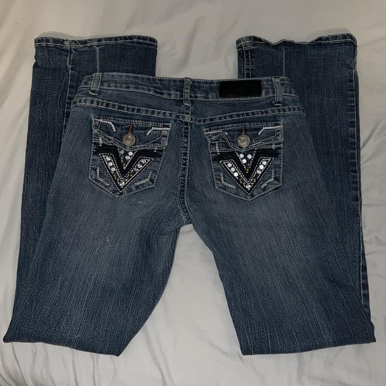 Vintage Y2k Bedazzled Bootcut Lowrise Jeans Size... - Depop