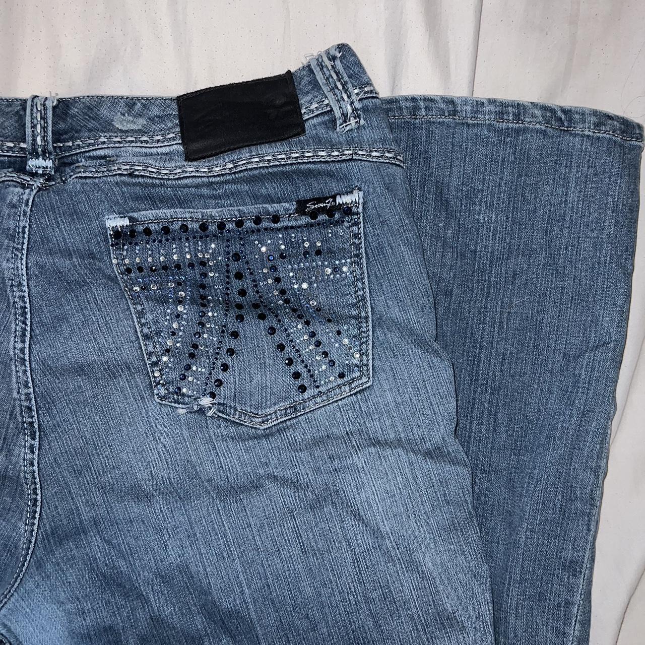 Vintage Y2k Bedazzled Lowrise Bootcut Jeans Size... - Depop