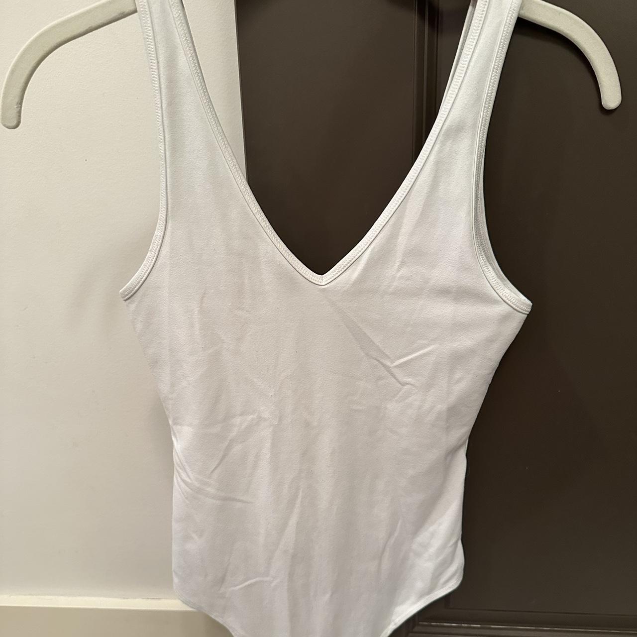 abercrombie & fitch vneck bodysuit white size XS Depop