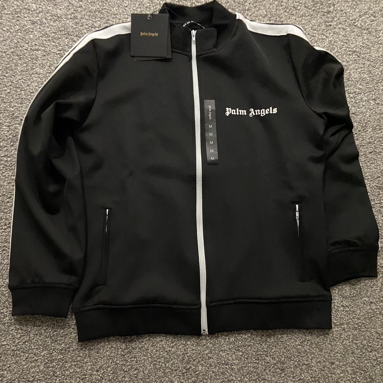 BLACK HOODY TRACK JACKET in black - Palm Angels® Official