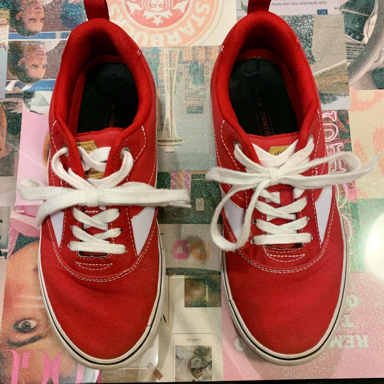 Retro 80s Levi Sneakers: Red #Levis #Retro - Depop
