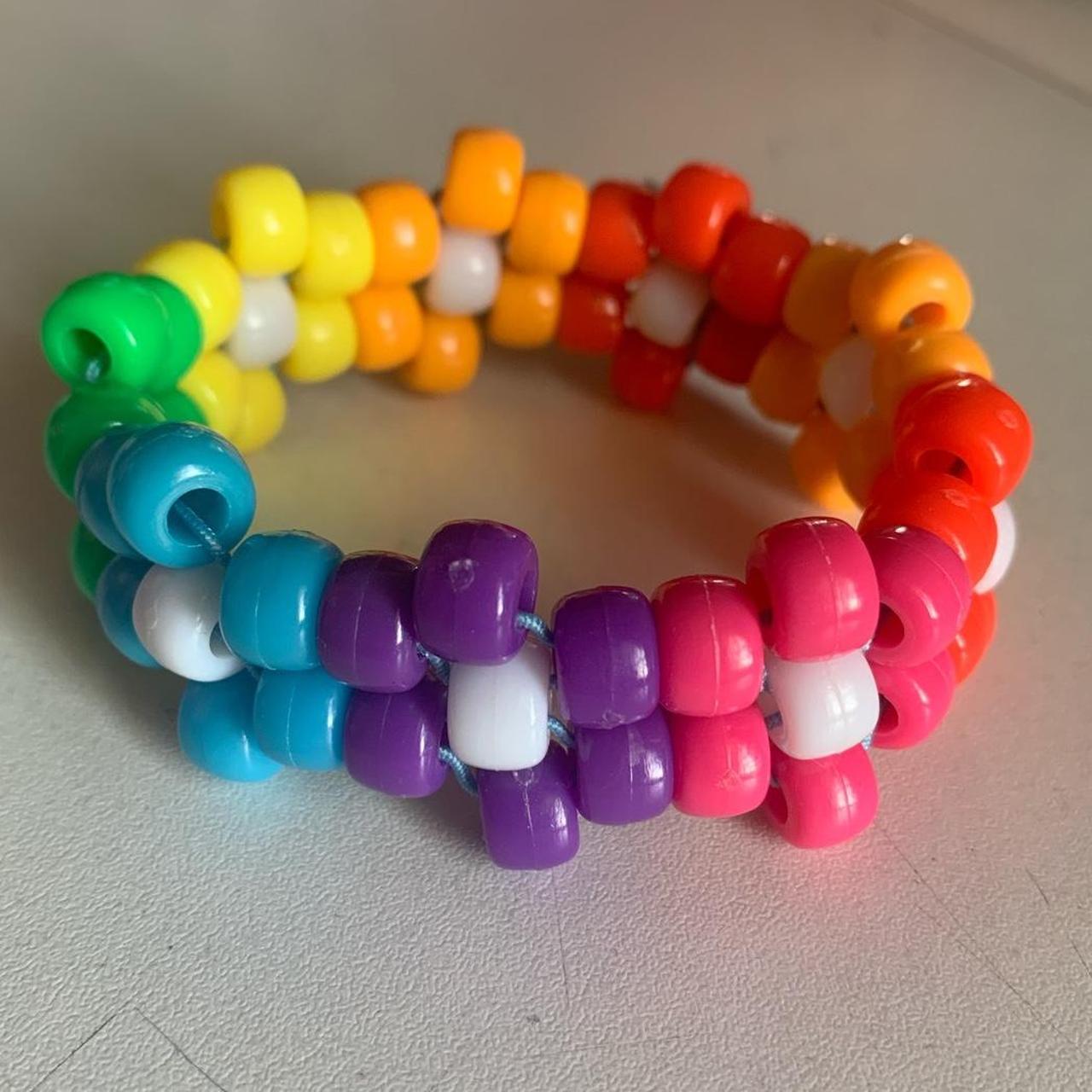 Rainbow Flower Kandi Braclet Scene It has been worn... - Depop