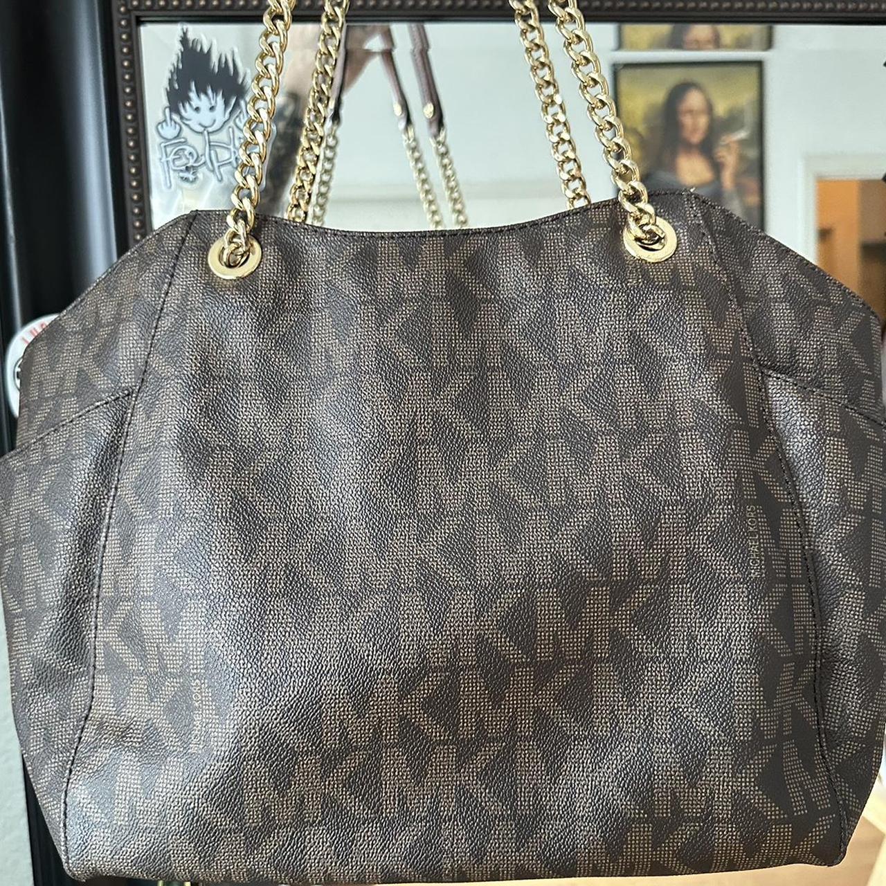 Canvas Monogram Michael Kors tote bag with gold - Depop