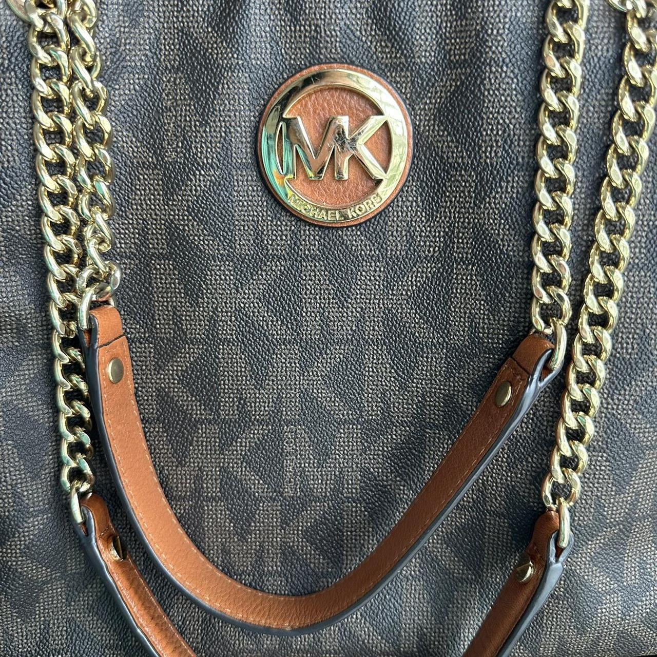 Canvas Monogram Michael Kors tote bag with gold - Depop