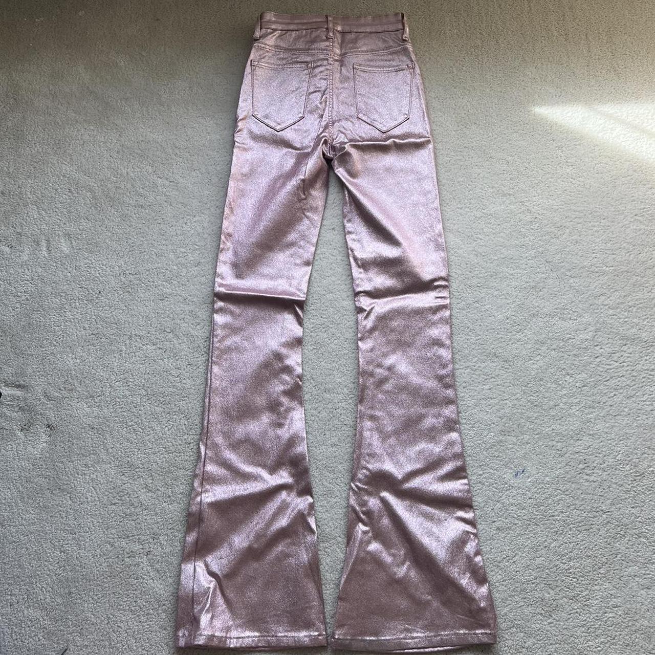 Edikted Metallic Pink Flare Pants Size Small Worn Once Depop