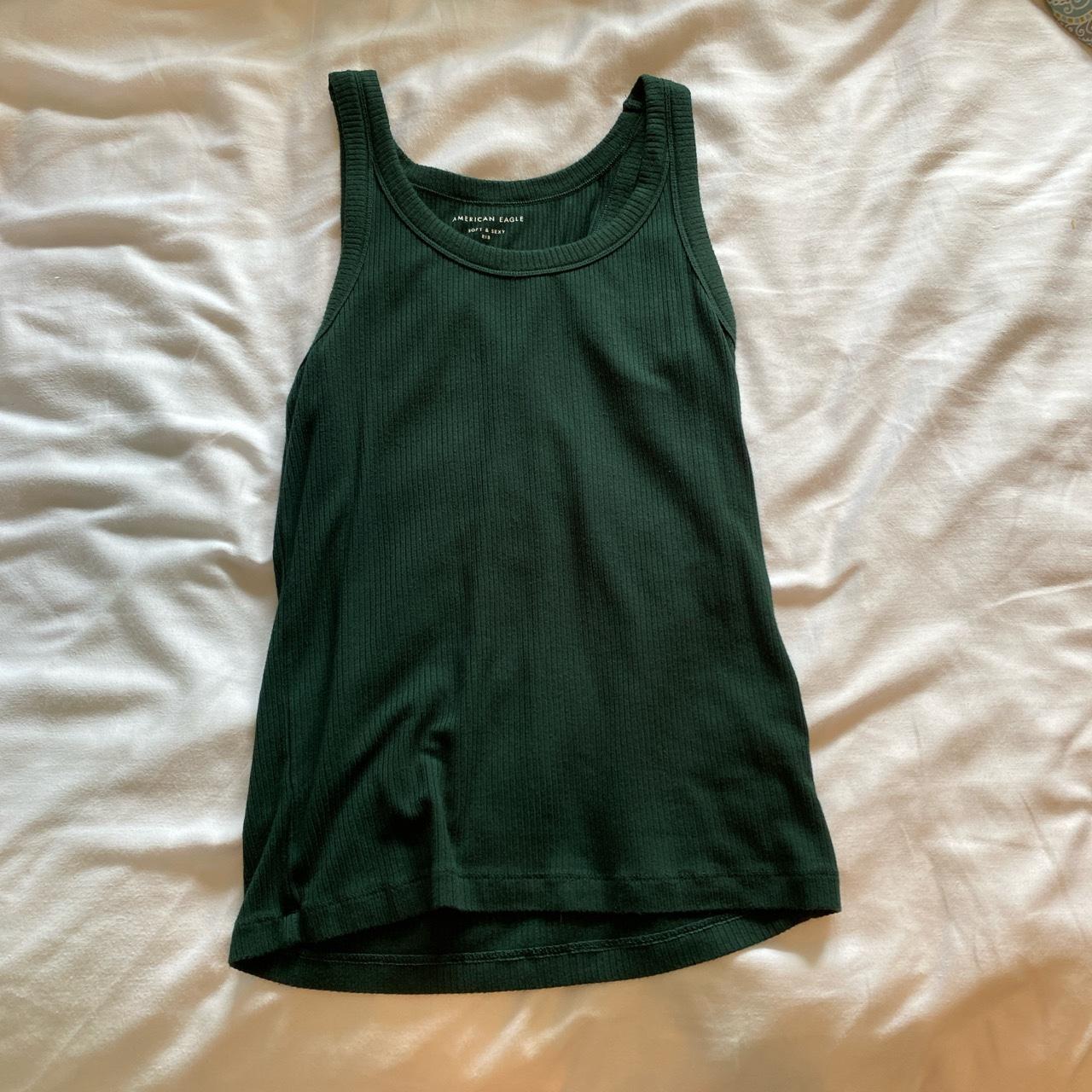 forest green american eagle tank top, size small.... - Depop