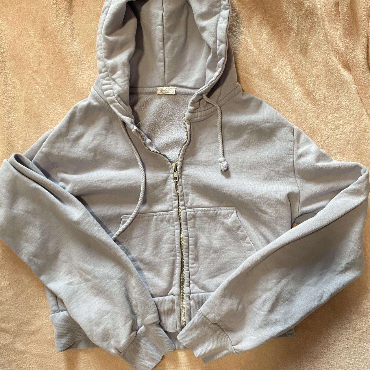 Brandy Melville light blue cropped hoodie. Super... Depop