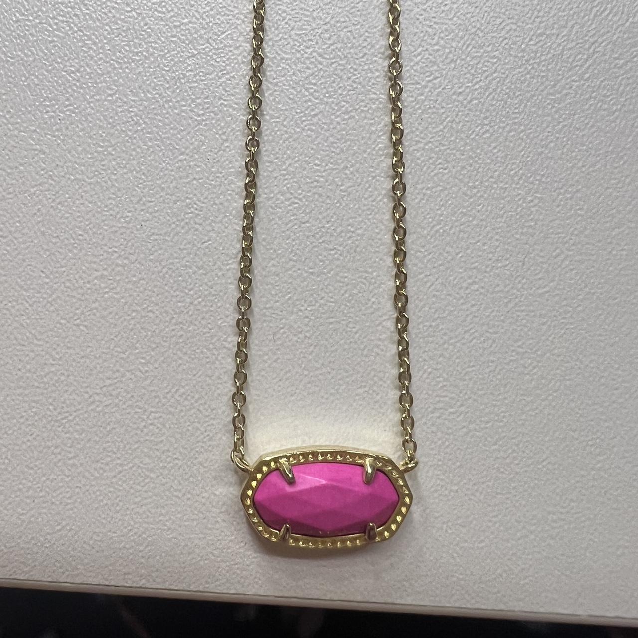kendra scott necklace hot pink stone gold chain... - Depop