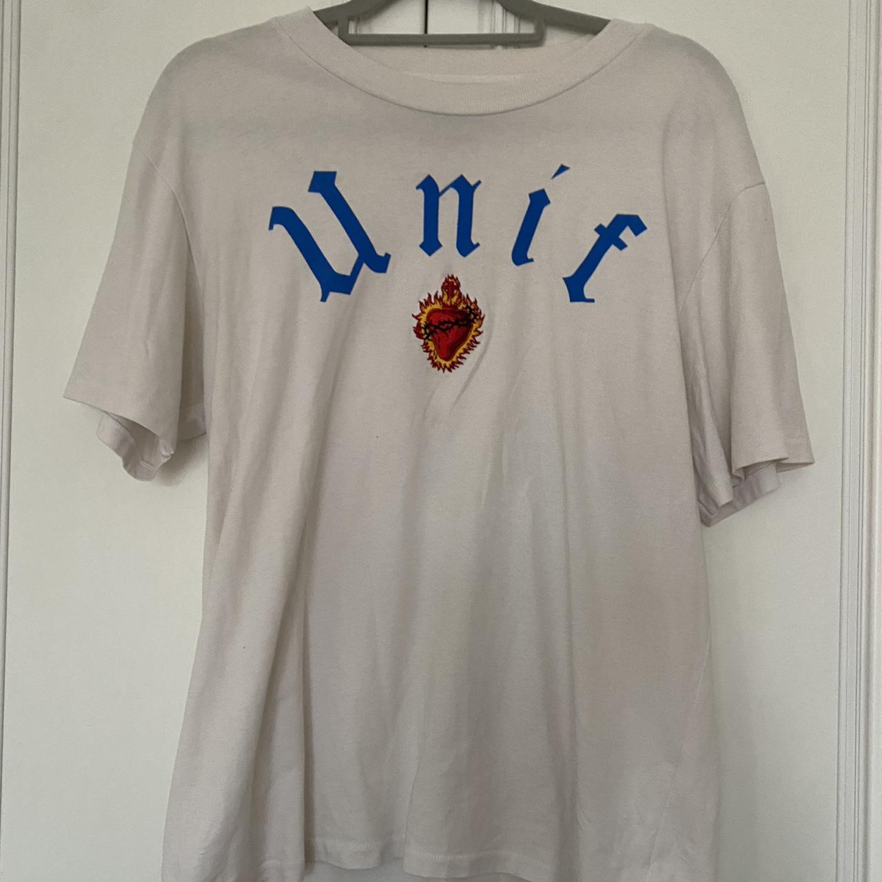 Unif cream heart tshirt, really good condition in a... Depop