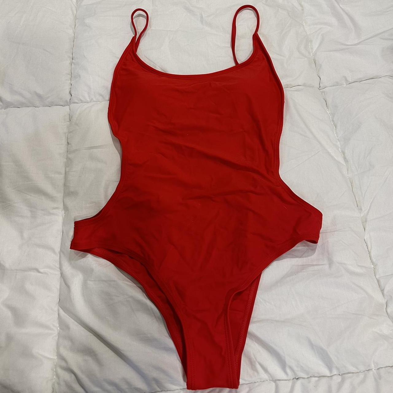 Red Cut Out One Piece Swimsuit Sunny Co Depop 9691