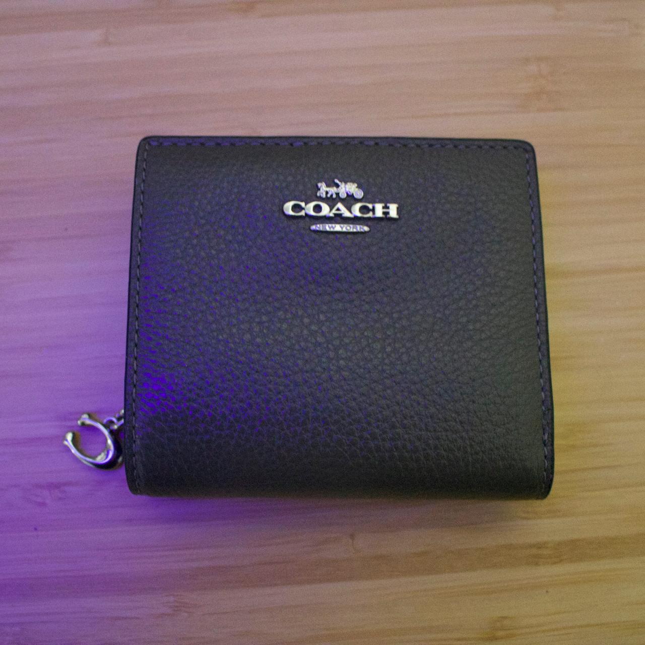 Small compact green coach wallet that has 3 card... Depop